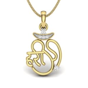 Solid 22K/18K/14K Fine Gold Certified Stamped Hari Om CZ Design Pendant In 22 Carat,18 Carat and 14 Carat Fine Gold