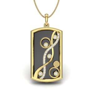 Solid 22K/18K/14K Fine Gold Certified Stamped Abstract CZ Design Pendant In 22 Carat,18 Carat and 14 Carat Fine Gold