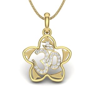 Solid 22K/18K/14K Fine Gold Certified Stamped Om CZ Design Pendant In 22 Carat,18 Carat and 14 Carat Fine Gold