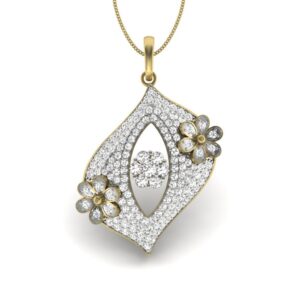 Solid 22K/18K/14K Fine Gold Certified Stamped Abstract CZ Design Pendant In 22 Carat,18 Carat and 14 Carat Fine Gold