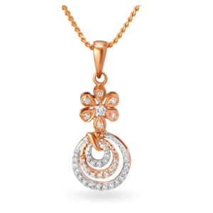 IGI Certified Natural Diamond Design Pendant 14K/18K Fine Rose Gold
