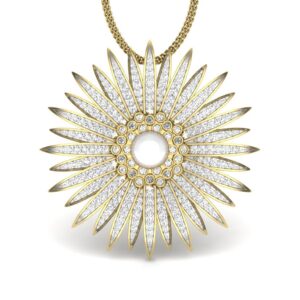 Solid 22K/18K/14K Fine Gold Certified Stamped Flower CZ Design Pendant In 22 Carat,18 Carat and 14 Carat Fine Gold