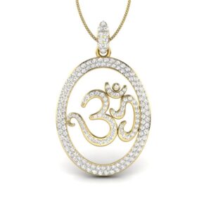 Solid 22K/18K/14K Fine Gold Certified Stamped Oval Om CZ Design Pendant In 22 Carat,18 Carat and 14 Carat Fine Gold