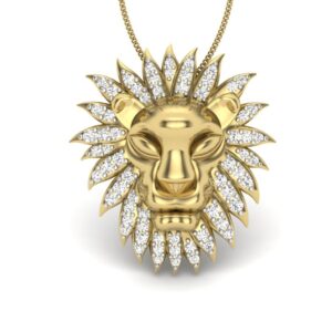 Solid 22K/18K/14K Fine Gold Certified Stamped Lion CZ Design Pendant In 22 Carat,18 Carat and 14 Carat Fine Gold