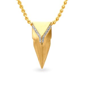 Solid 22K/18K/14K Fine Gold Certified Stamped Abstract CZ Design Pendant In 22 Carat,18 Carat and 14 Carat Fine Gold