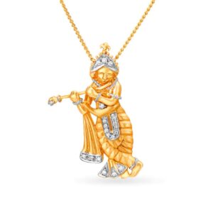Solid 22K/18K/14K Fine Gold Certified Stamped God Krishna CZ Design Pendant In 22 Carat,18 Carat and 14 Carat Fine Gold