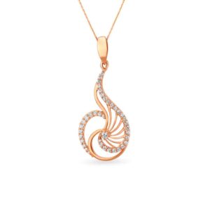 Solid 22K/18K/14K Fine Gold Certified Stamped Abstract CZ Design Pendant In 22 Carat,18 Carat and 14 Carat Fine Gold