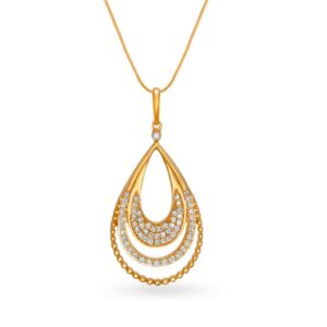 Solid 22K/18K/14K Fine Gold Certified Stamped Oval CZ Design Pendant In 22 Carat,18 Carat and 14 Carat Fine Gold