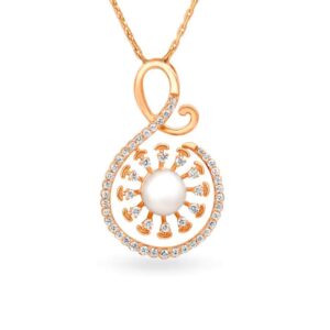 Solid 22K/18K/14K Fine Gold Certified Stamped Abstract CZ Design Pendant In 22 Carat,18 Carat and 14 Carat Fine Gold