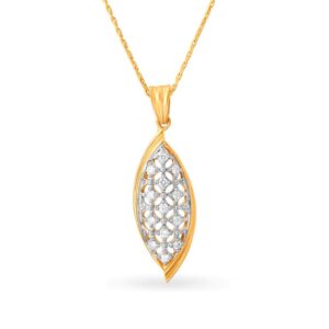 Solid 22K/18K/14K Fine Gold Certified Stamped Leaf CZ Design Pendant In 22 Carat,18 Carat and 14 Carat Fine Gold