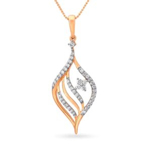 Solid 22K/18K/14K Fine Gold Certified Stamped Leaf CZ Design Pendant In 22 Carat,18 Carat and 14 Carat Fine Gold