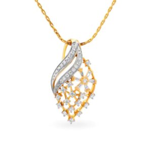 Solid 22K/18K/14K Fine Gold Certified Stamped Abstract CZ Design Pendant In 22 Carat,18 Carat and 14 Carat Fine Gold