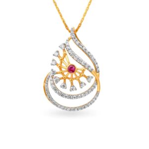 Solid 22K/18K/14K Fine Gold Certified Stamped Abstract CZ Design Pendant In 22 Carat,18 Carat and 14 Carat Fine Gold