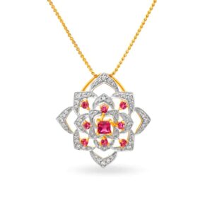 Solid 22K/18K/14K Fine Gold Certified Stamped Flower CZ Design Pendant In 22 Carat,18 Carat and 14 Carat Fine Gold