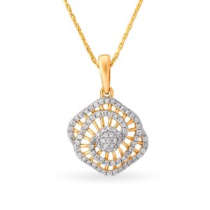 Solid 22K/18K/14K Fine Gold Certified Stamped Abstract CZ Design Pendant In 22 Carat,18 Carat and 14 Carat Fine Gold
