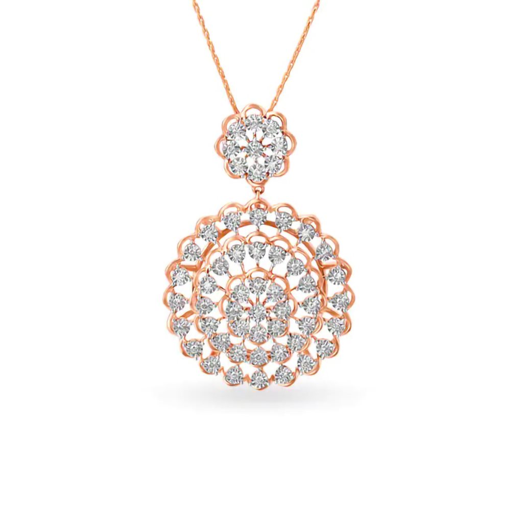 IGI Certified Natural Diamond Design Pendant 14K/18K Fine Rose Gold