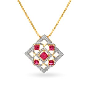 Solid 22K/18K/14K Fine Gold Certified Stamped Rhombus CZ Design Pendant In 22 Carat,18 Carat and 14 Carat Fine Gold