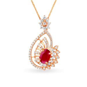 Solid 22K/18K/14K Fine Gold Certified Stamped Abstract CZ Design Pendant In 22 Carat,18 Carat and 14 Carat Fine Gold