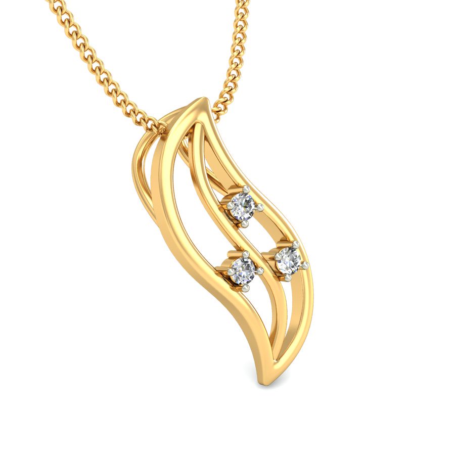 IGI Certified Natural Diamond Design Pendant 14K/18K Fine Yellow Gold