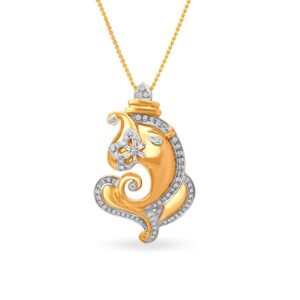 Solid 22K/18K/14K Fine Gold Certified Stamped God Ganesha CZ Design Pendant In 22 Carat,18 Carat and 14 Carat Fine Gold