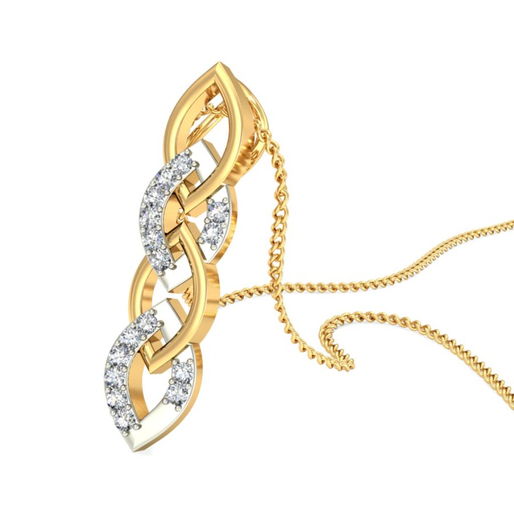 IGI Certified Natural Diamond Design Pendant 14K/18K Fine Yellow Gold