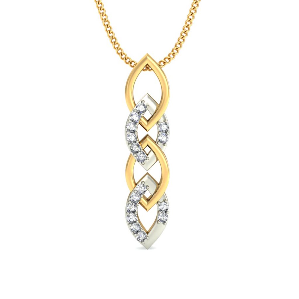IGI Certified Natural Diamond Design Pendant 14K/18K Fine Yellow & white Gold