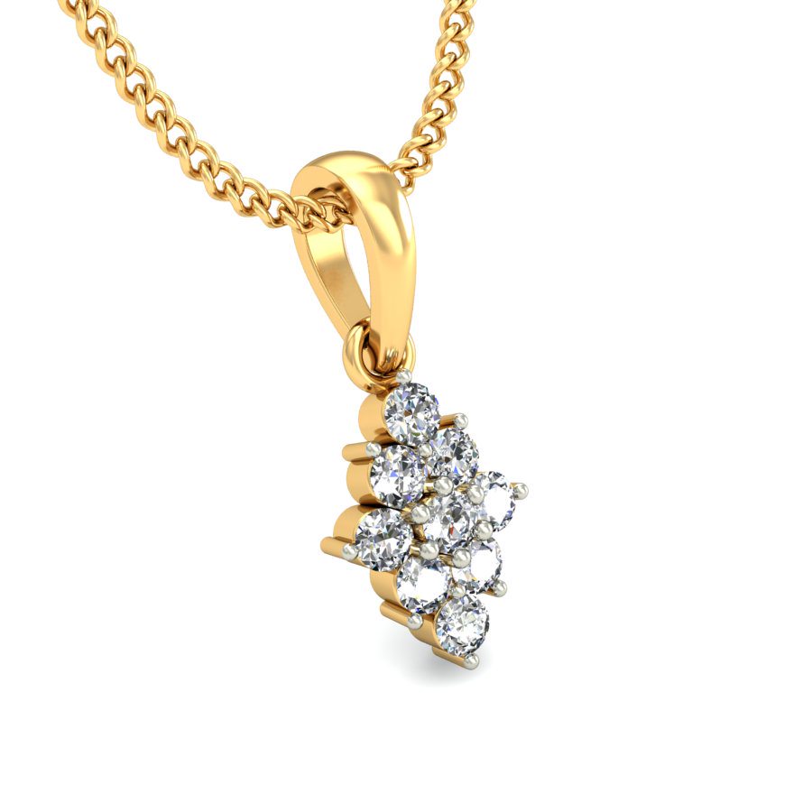 IGI Certified Natural Diamond Design Pendant 14K/18K Fine Yellow Gold