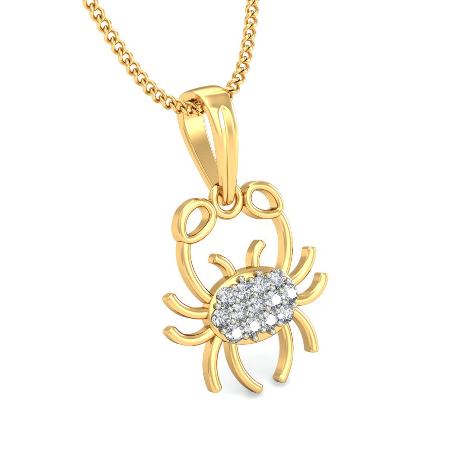 IGI Certified Natural Diamond Design Pendant 14K/18K Fine Yellow Gold