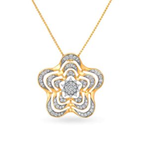 Solid 22K/18K/14K Fine Gold Certified Stamped Flower CZ Design Pendant In 22 Carat,18 Carat and 14 Carat Fine Gold