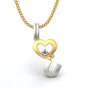 IGI Certified Natural Diamond Design Pendant 14K/18K Fine Yellow & white Gold