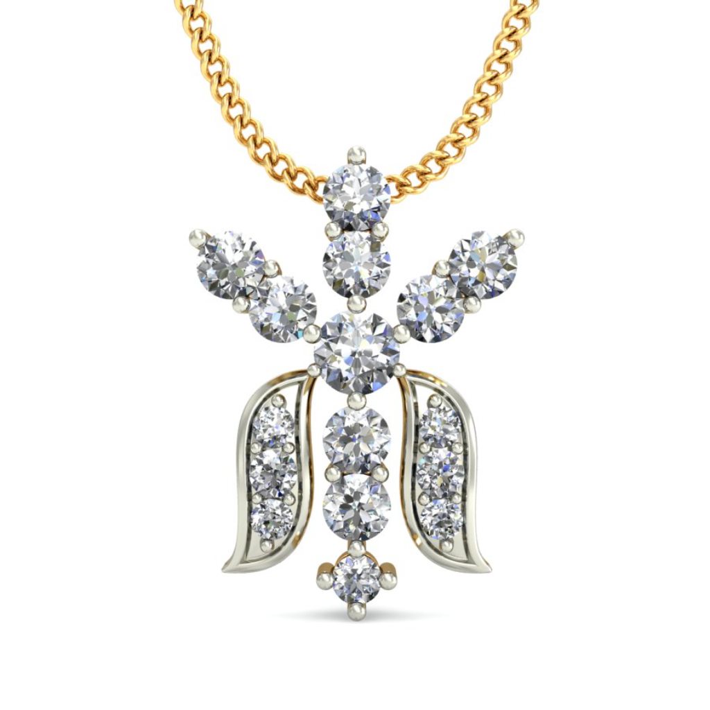 IGI Certified Natural Diamond Design Pendant 14K/18K Fine Yellow Gold