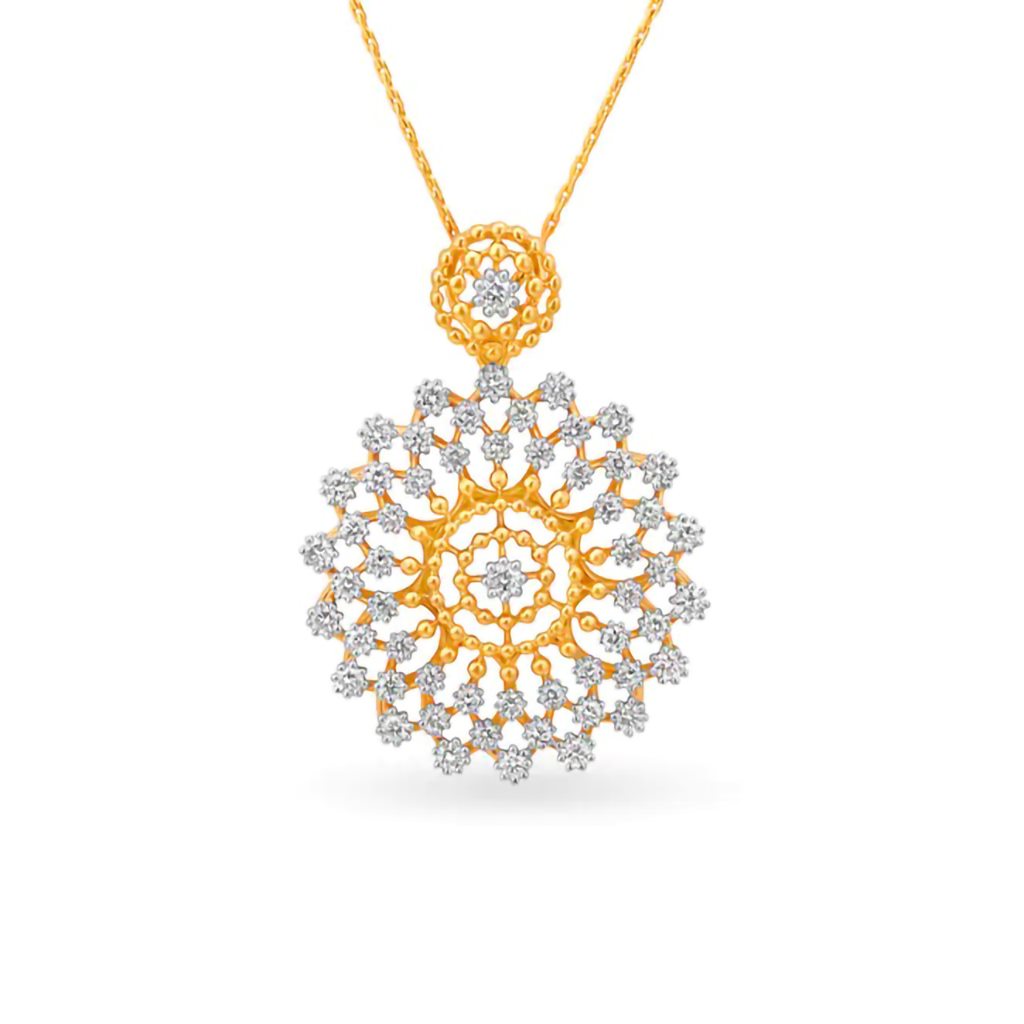 IGI Certified Natural Diamond Design Pendant 14K/18K Fine Yellow Gold