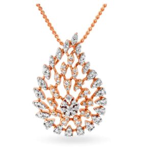 Solid 22K/18K/14K Fine Gold Certified Stamped Leaf CZ Design Pendant In 22 Carat,18 Carat and 14 Carat Fine Gold