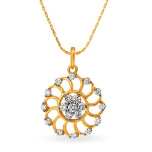 IGI Certified Natural Diamond Design Pendant 14K/18K Fine Yellow Gold
