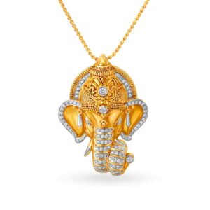 Solid 22K/18K/14K Fine Gold Certified Stamped God Ganeshha CZ Design Pendant In 22 Carat,18 Carat and 14 Carat Fine Gold