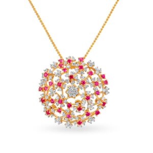 Solid 22K/18K/14K Fine Gold Certified Stamped Round CZ Design Pendant In 22 Carat,18 Carat and 14 Carat Fine Gold