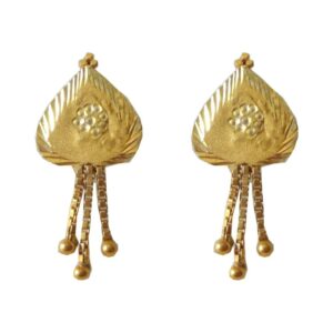 Solid 22K/18K/14K Fine Gold Certified Stamped Triple Chain Heart Design Earring