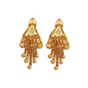 Solid 22K/18K/14K Fine Gold Certified Stamped Triangle Multiple Chain Design Earring