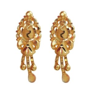 Solid 22K/18K/14K Fine Gold Certified Stamped Unique Oval Leaf Design Earring