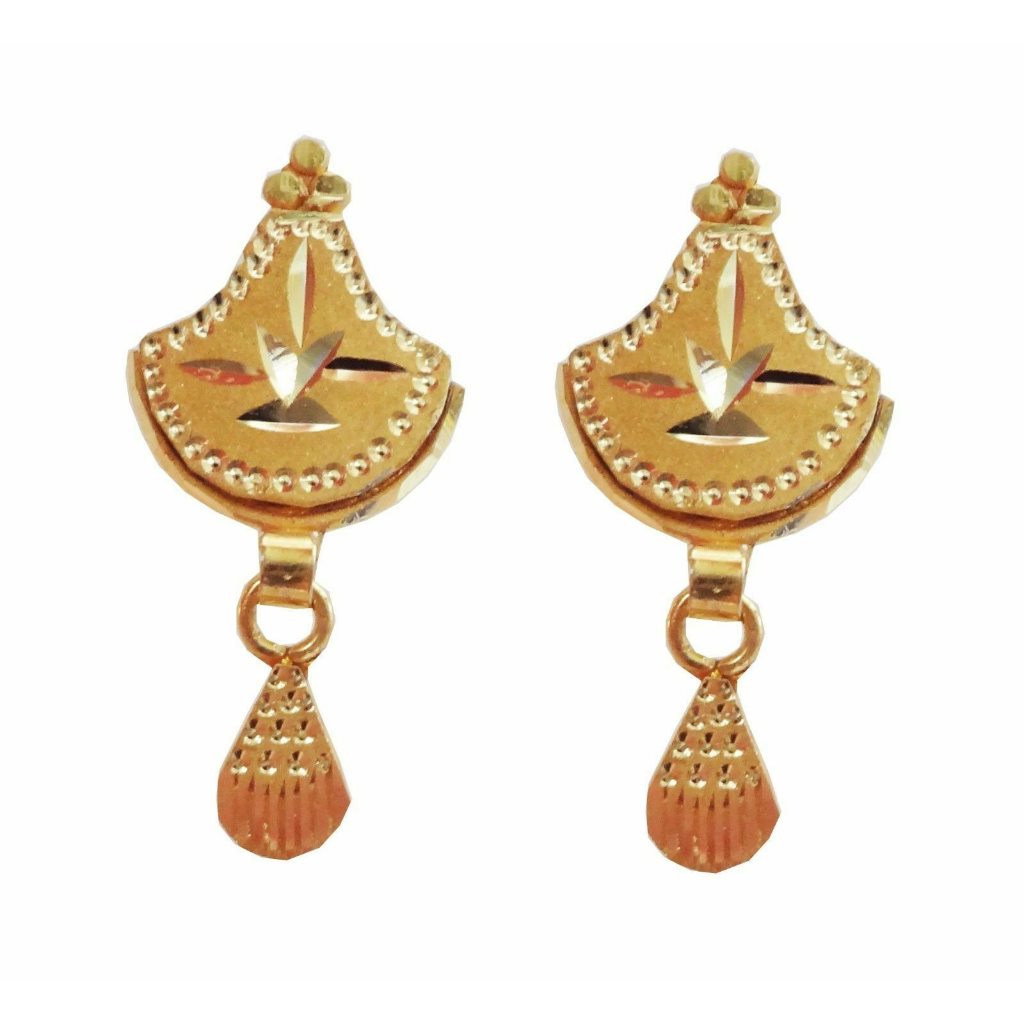 Solid 22K/18K/14K Fine Gold Certified Stamped Beautiful Diya Design Design Earring