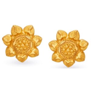 Solid 22K/18K/14K Fine Gold Certified Stamped Unique Flower Design Earring
