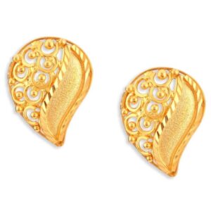 Solid 22K/18K/14K Fine Gold Certified Stamped Unique Leaf Design Earring
