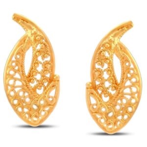 Solid 22K/18K/14K Fine Gold Certified Stamped Beautiful Leaf Design Earring