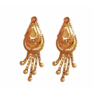 Solid 22K/18K/14K Fine Gold Certified Stamped Multiple Chain Oval Design Earring