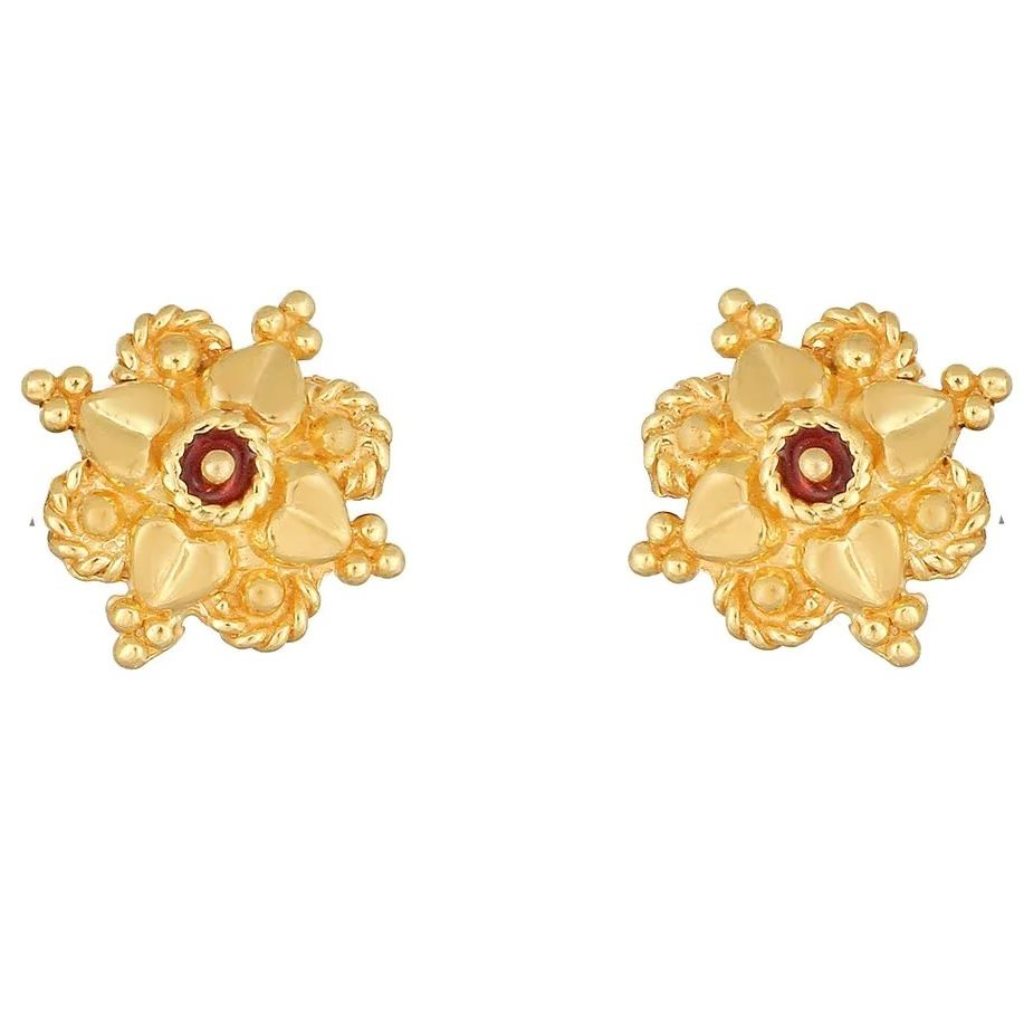 Solid 22K/18K/14K Fine Gold Certified Stamped Stunning Heart Flower Design Earring