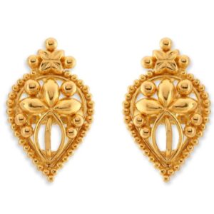 Solid 22K/18K/14K Fine Gold Certified Stamped Leaf Shape Flower Design Earring