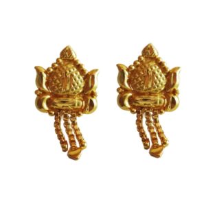 Solid 22K/18K/14K Fine Gold Certified Stamped Beautifully Carved Design Earring