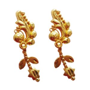 Solid 22K/18K/14K Fine Gold Certified Stamped Adorable Chain Leaf Design Earring