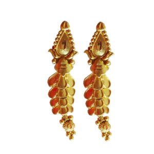 Solid 22K/18K/14K Fine Gold Certified Stamped Classy Long Leaf Design Earring