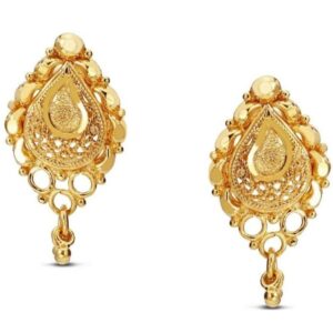 Solid 22K/18K/14K Fine Gold Certified Stamped Strong Carved Leaf Design Earring